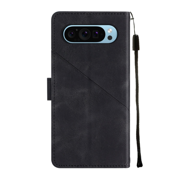 For Google Pixel 9 / 9 Pro Skin-feel Embossed Leather Phone Case(Black) by buy2fix