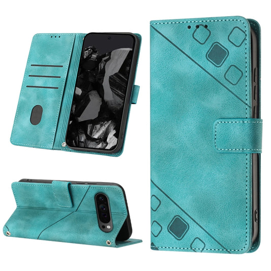 For Google Pixel 9 Pro XL Skin-feel Embossed Leather Phone Case(Green) by buy2fix