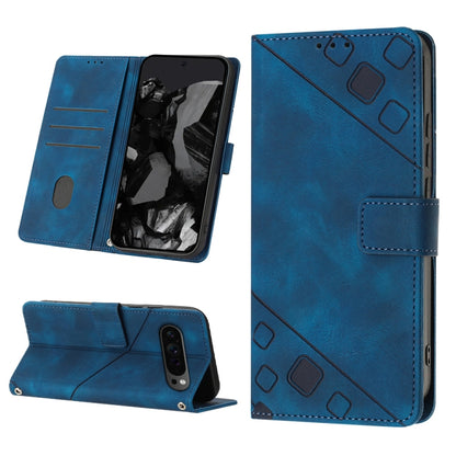 For Google Pixel 9 Pro XL Skin-feel Embossed Leather Phone Case(Blue) by buy2fix