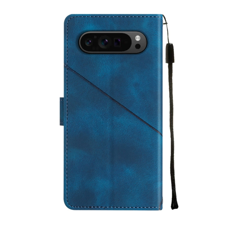 For Google Pixel 9 Pro XL Skin-feel Embossed Leather Phone Case(Blue) by buy2fix