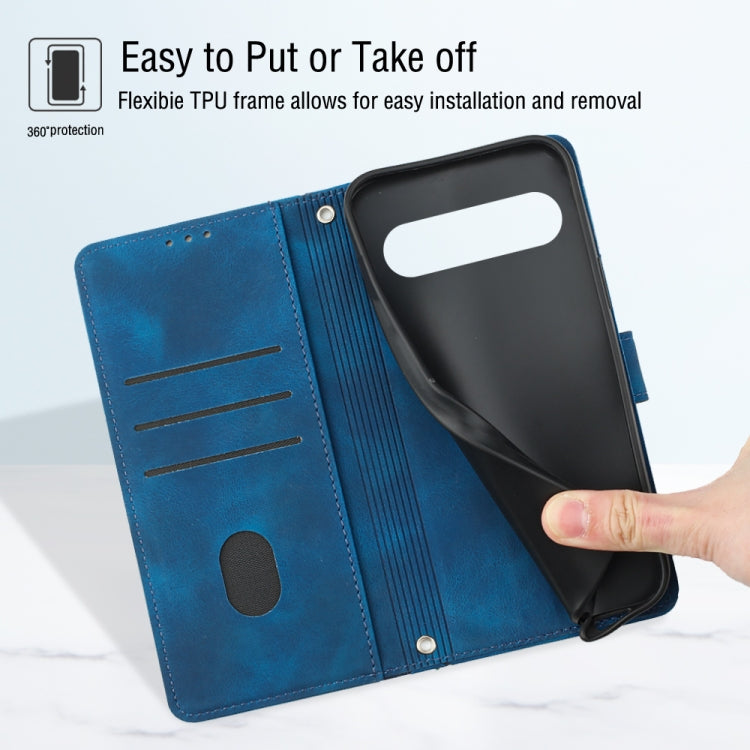 For Google Pixel 9 Pro XL Skin-feel Embossed Leather Phone Case(Blue) by buy2fix