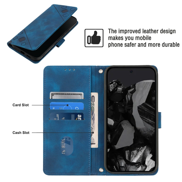 For Google Pixel 9 Pro XL Skin-feel Embossed Leather Phone Case(Blue) by buy2fix