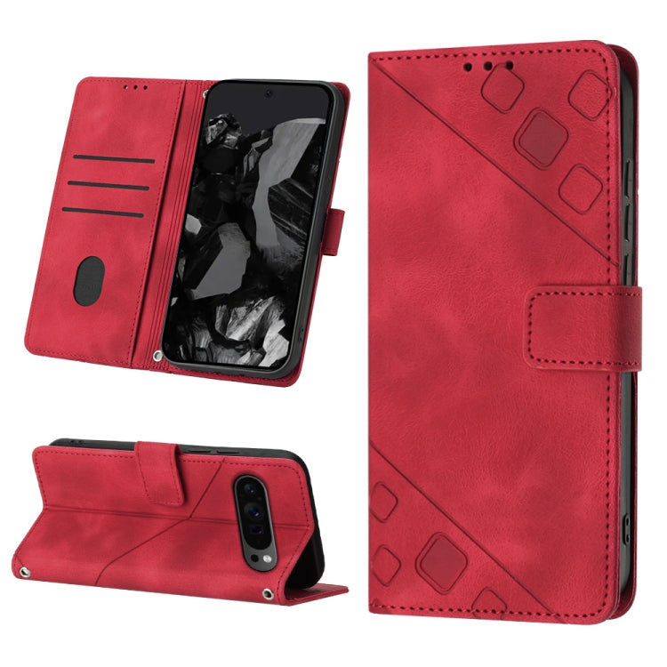 For Google Pixel 9 Pro XL Skin-feel Embossed Leather Phone Case(Red) by buy2fix