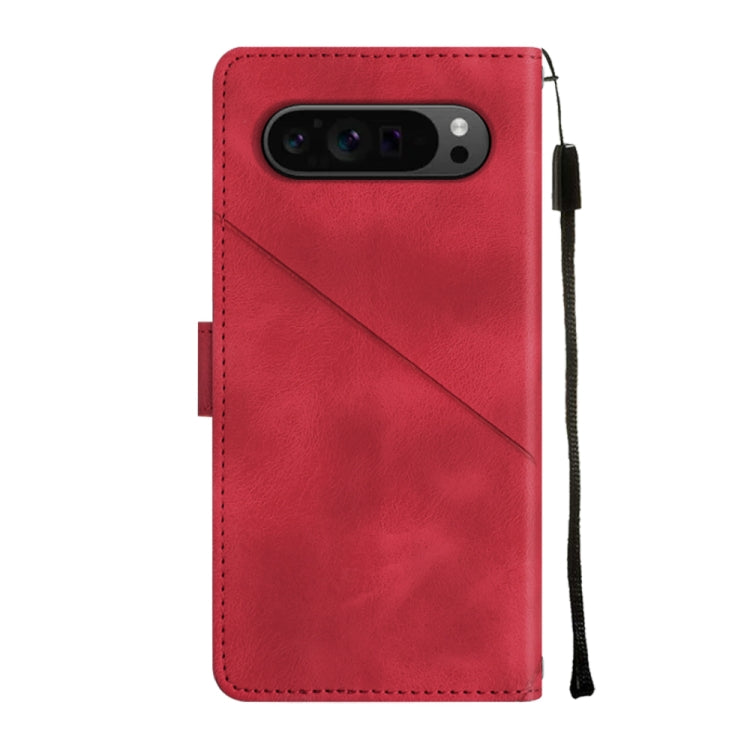 For Google Pixel 9 Pro XL Skin-feel Embossed Leather Phone Case(Red) by buy2fix