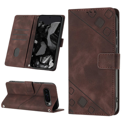 For Google Pixel 9 Pro XL Skin-feel Embossed Leather Phone Case(Brown) by buy2fix