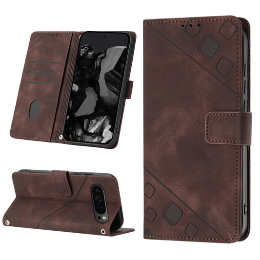 For Google Pixel 9 Pro XL Skin-feel Embossed Leather Phone Case(Brown) by buy2fix