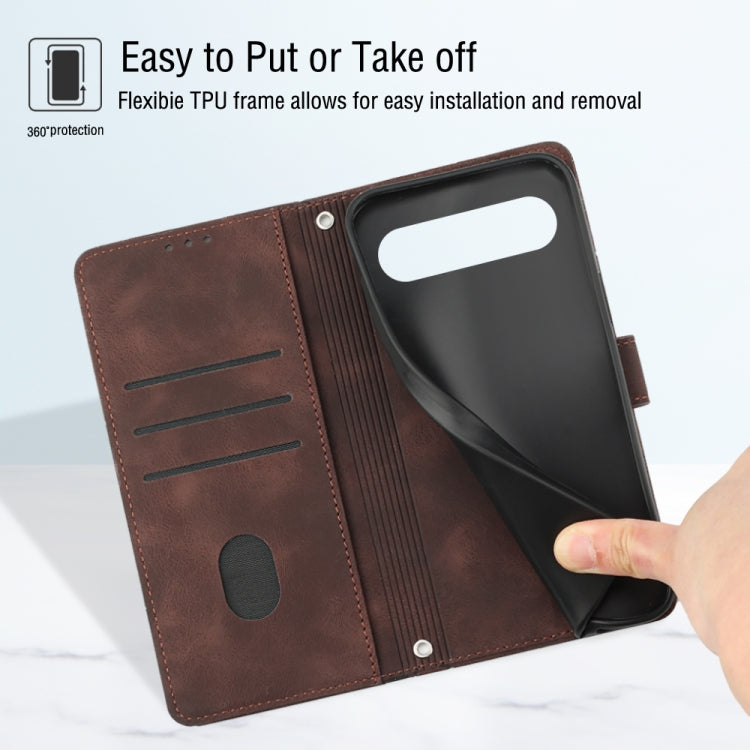 For Google Pixel 9 Pro XL Skin-feel Embossed Leather Phone Case(Brown) by buy2fix