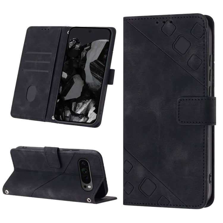 For Google Pixel 9 Pro XL Skin-feel Embossed Leather Phone Case(Black) by buy2fix