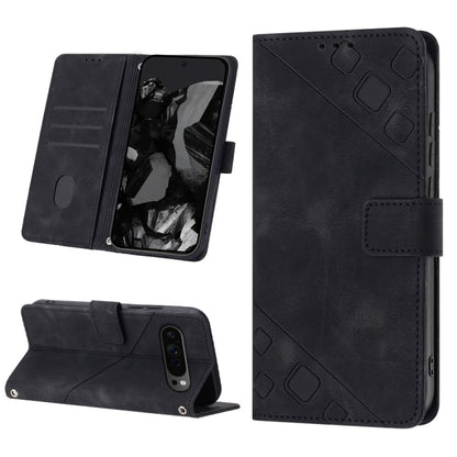 For Google Pixel 9 Pro XL Skin-feel Embossed Leather Phone Case(Black) by buy2fix