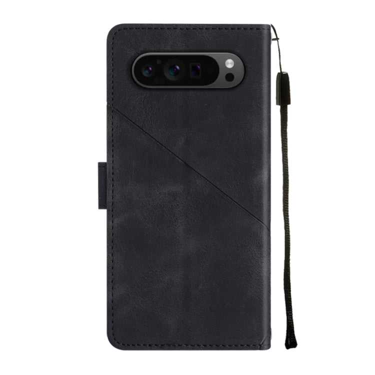 For Google Pixel 9 Pro XL Skin-feel Embossed Leather Phone Case(Black) by buy2fix