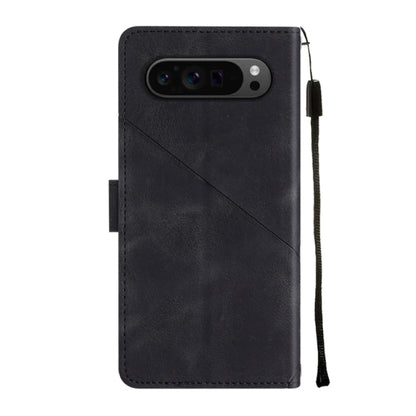 For Google Pixel 9 Pro XL Skin-feel Embossed Leather Phone Case(Black) by buy2fix