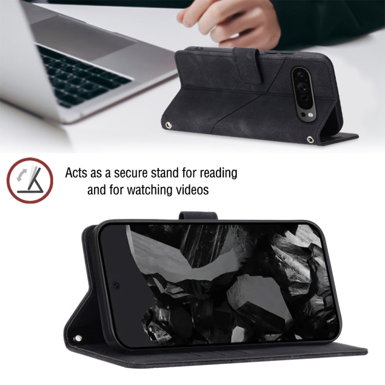 For Google Pixel 9 Pro XL Skin-feel Embossed Leather Phone Case(Black) by buy2fix