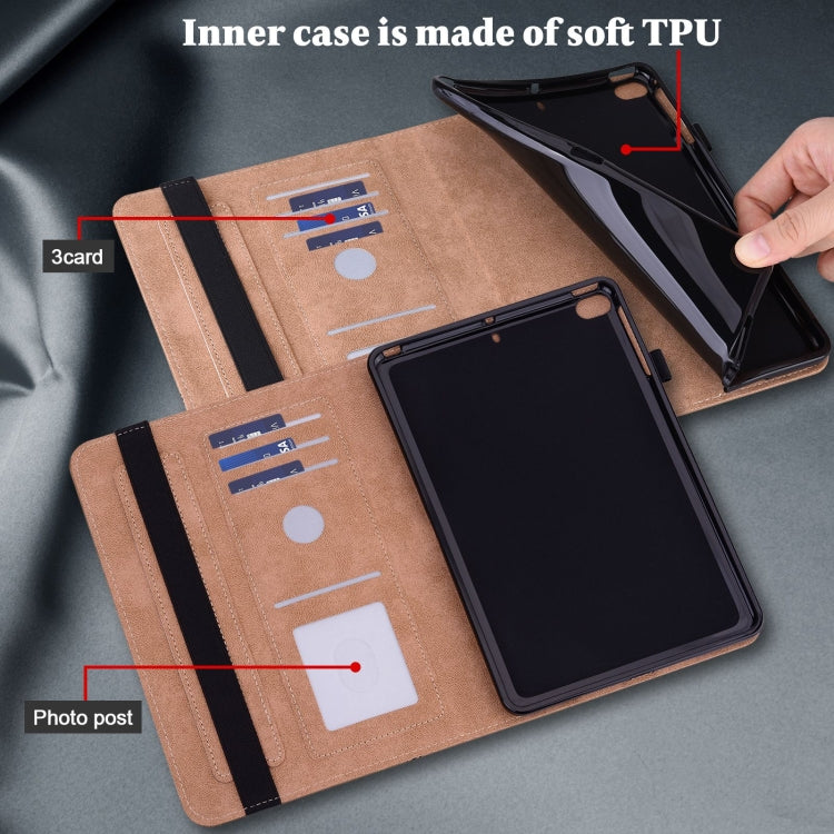For Lenovo Xiaoxin Pad Pro 12.7 Solid Color Stripe Embossed Leather Tablet Case(Brown) - Lenovo by buy2fix | Online Shopping UK | buy2fix
