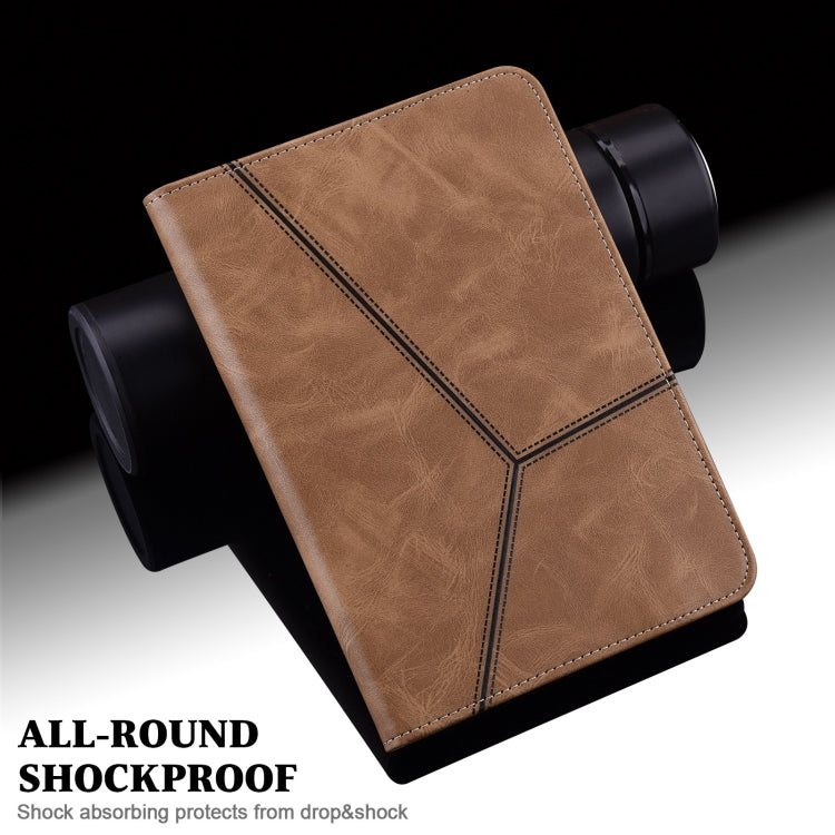 For Lenovo Xiaoxin Pad Pro 12.7 Solid Color Stripe Embossed Leather Tablet Case(Brown) - Lenovo by buy2fix | Online Shopping UK | buy2fix