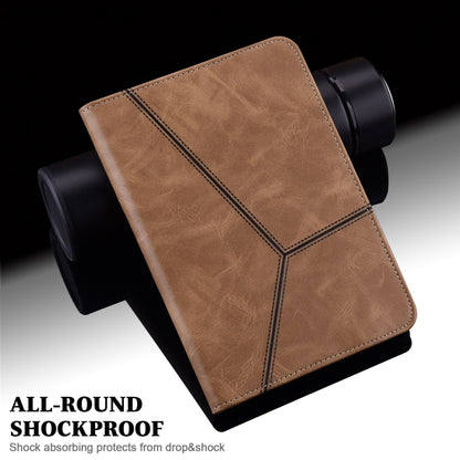 For Lenovo Xiaoxin Pad Pro 12.7 Solid Color Stripe Embossed Leather Tablet Case(Brown) - Lenovo by buy2fix | Online Shopping UK | buy2fix