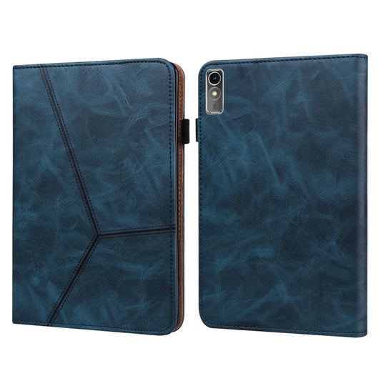 For Lenovo Xiaoxin Pad Pro 12.7 Solid Color Stripe Embossed Leather Tablet Case(Blue) - Lenovo by buy2fix | Online Shopping UK | buy2fix