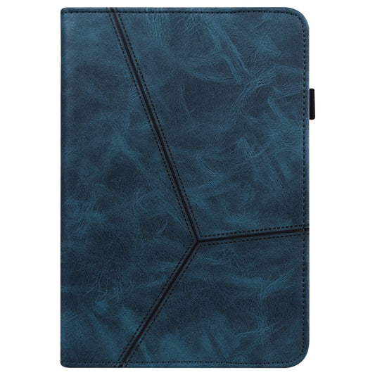 For Lenovo Xiaoxin Pad Pro 12.7 Solid Color Stripe Embossed Leather Tablet Case(Blue) - Lenovo by buy2fix | Online Shopping UK | buy2fix