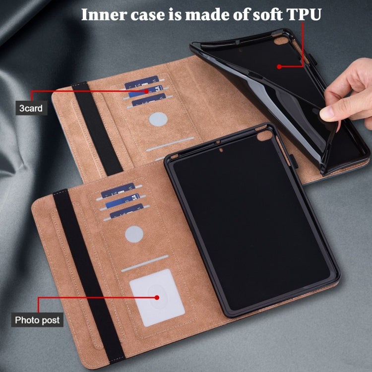 For Lenovo Xiaoxin Pad Pro 12.7 Solid Color Stripe Embossed Leather Tablet Case(Blue) - Lenovo by buy2fix | Online Shopping UK | buy2fix