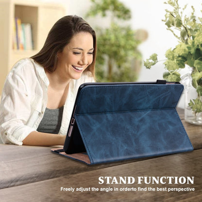 For Lenovo Xiaoxin Pad Pro 12.7 Solid Color Stripe Embossed Leather Tablet Case(Blue) - Lenovo by buy2fix | Online Shopping UK | buy2fix