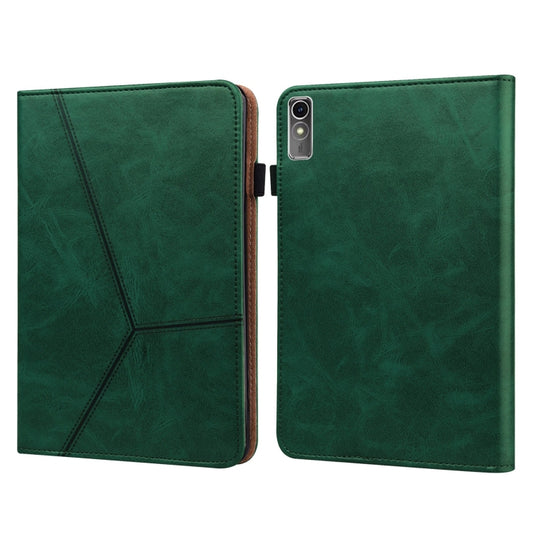 For Lenovo Xiaoxin Pad Pro 12.7 Solid Color Stripe Embossed Leather Tablet Case(Green) - Lenovo by buy2fix | Online Shopping UK | buy2fix