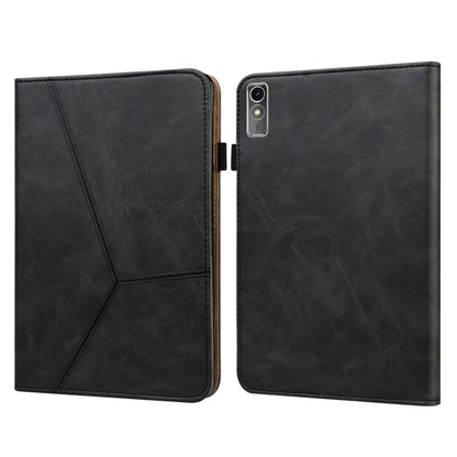 For Lenovo Xiaoxin Pad Pro 12.7 Solid Color Stripe Embossed Leather Tablet Case(Black) - Lenovo by buy2fix | Online Shopping UK | buy2fix