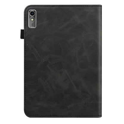 For Lenovo Xiaoxin Pad Pro 12.7 Solid Color Stripe Embossed Leather Tablet Case(Black) - Lenovo by buy2fix | Online Shopping UK | buy2fix