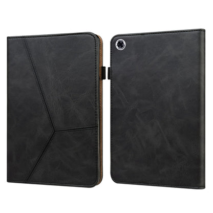 For Samsung Galaxy Tab A9+ Solid Color Stripe Embossed Leather Tablet Case(Black) by buy2fix