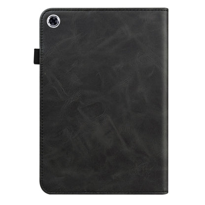 For Samsung Galaxy Tab A9+ Solid Color Stripe Embossed Leather Tablet Case(Black) by buy2fix