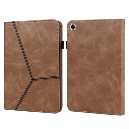 For Samsung Galaxy Tab A9+ Solid Color Stripe Embossed Leather Tablet Case(Brown) by buy2fix
