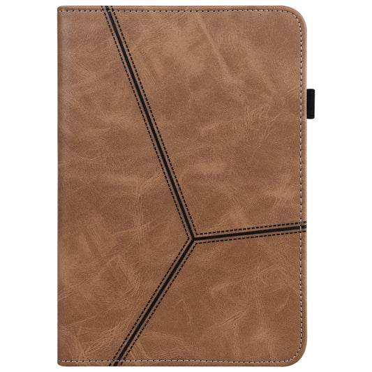 For Samsung Galaxy Tab A9+ Solid Color Stripe Embossed Leather Tablet Case(Brown) by buy2fix