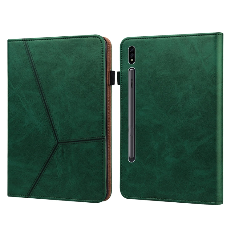 For Samsung Galaxy Tab S9+ / S9 FE+ Solid Color Stripe Embossed Leather Tablet Case(Green) by buy2fix