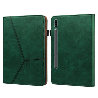 For Samsung Galaxy Tab S9+ / S9 FE+ Solid Color Stripe Embossed Leather Tablet Case(Green) by buy2fix