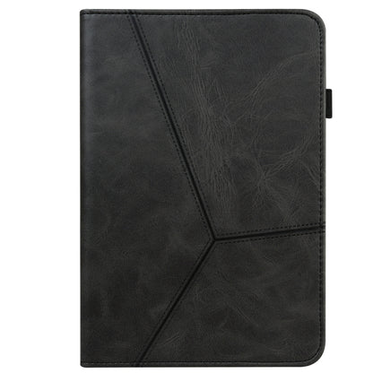 For Samsung Galaxy Tab S7 / S8 Solid Color Stripe Embossed Leather Tablet Case(Black) by buy2fix