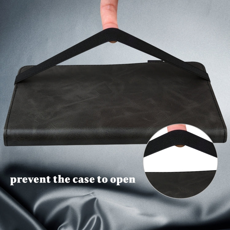 For Samsung Galaxy Tab S7 / S8 Solid Color Stripe Embossed Leather Tablet Case(Black) by buy2fix