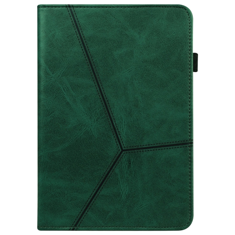 For Samsung Galaxy Tab S7 / S8 Solid Color Stripe Embossed Leather Tablet Case(Green) by buy2fix