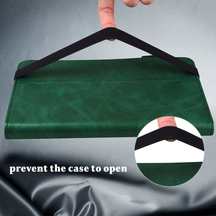 For Samsung Galaxy Tab S7 / S8 Solid Color Stripe Embossed Leather Tablet Case(Green) by buy2fix