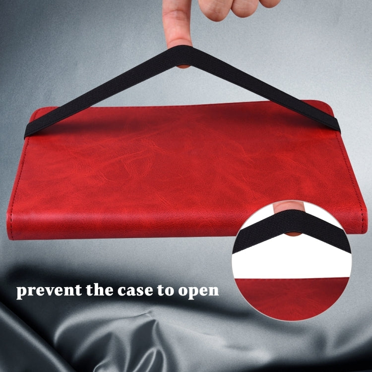 For Samsung Galaxy Tab S7 / S8 Solid Color Stripe Embossed Leather Tablet Case(Red) by buy2fix