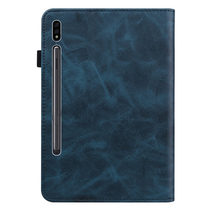 For Samsung Galaxy Tab S7 / S8 Solid Color Stripe Embossed Leather Tablet Case(Blue) by buy2fix