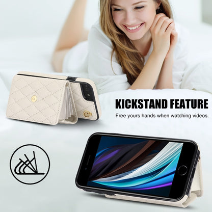 For iPhone SE 2022 / 2020 / 8 / 7 Crossbody Rhombic Horizontal Wallet Leather Phone Case(White) - iPhone SE 2022 / 2020 / 8 / 7 Cases by buy2fix | Online Shopping UK | buy2fix