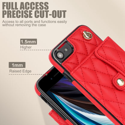 For iPhone SE 2022 / 2020 / 8 / 7 Crossbody Rhombic Horizontal Wallet Leather Phone Case(Red) - iPhone SE 2022 / 2020 / 8 / 7 Cases by buy2fix | Online Shopping UK | buy2fix