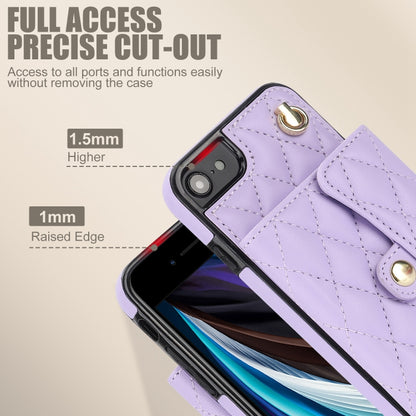 For iPhone SE 2022 / 2020 / 8 / 7 Crossbody Rhombic Horizontal Wallet Leather Phone Case(Purple) - iPhone SE 2022 / 2020 / 8 / 7 Cases by buy2fix | Online Shopping UK | buy2fix