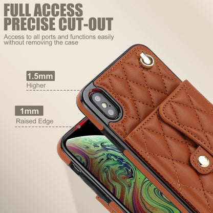 For iPhone XS / X Crossbody Rhombic Horizontal Wallet Leather Phone Case(Brown) - More iPhone Cases by buy2fix | Online Shopping UK | buy2fix