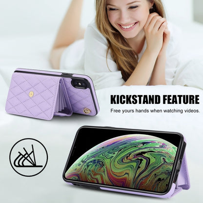 For iPhone XR Crossbody Rhombic Horizontal Wallet Leather Phone Case(Purple) - More iPhone Cases by buy2fix | Online Shopping UK | buy2fix