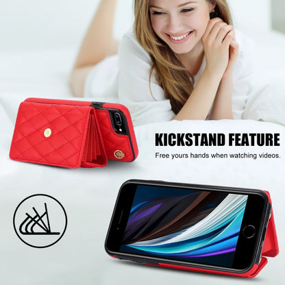For iPhone 8 Plus / 7 Plus Crossbody Rhombic Horizontal Wallet Leather Phone Case(Red) - More iPhone Cases by buy2fix | Online Shopping UK | buy2fix