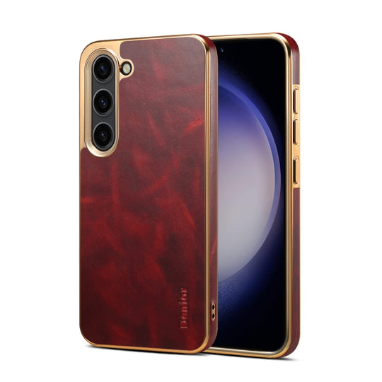 For Samsung Galaxy S23+ 5G Denior Oil Wax Leather Electroplating Phone Case(Red)