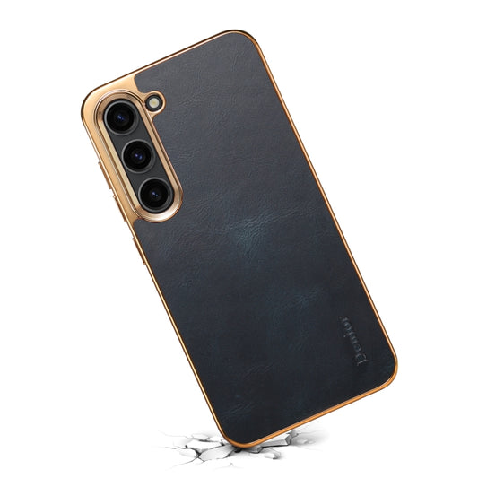 For Samsung Galaxy S23 5G Denior Oil Wax Leather Electroplating Phone Case(Blue) - Galaxy S23 5G Cases by Denior | Online Shopping UK | buy2fix