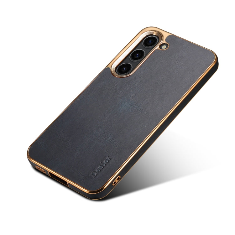 For Samsung Galaxy S23 5G Denior Oil Wax Leather Electroplating Phone Case(Blue) - Galaxy S23 5G Cases by Denior | Online Shopping UK | buy2fix