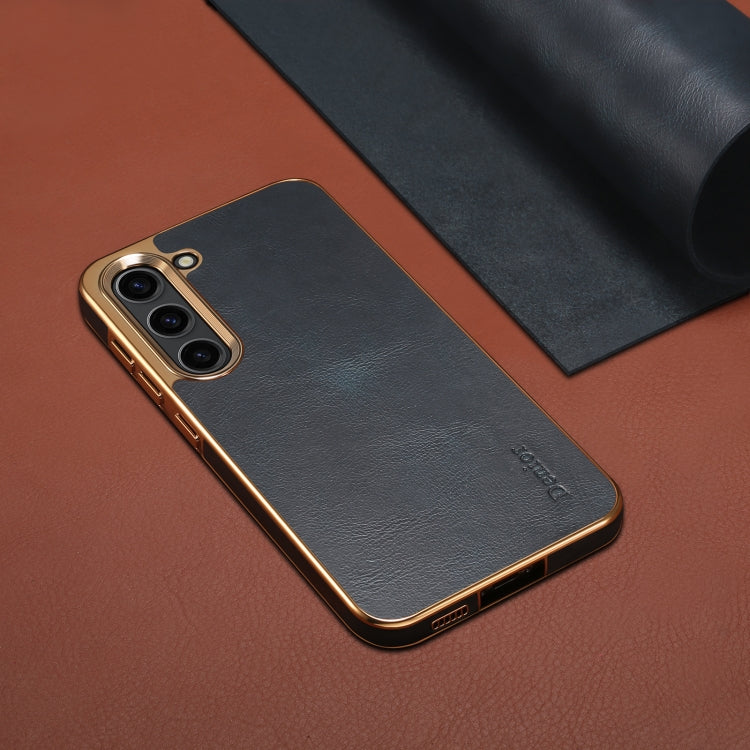 For Samsung Galaxy S23 5G Denior Oil Wax Leather Electroplating Phone Case(Blue) - Galaxy S23 5G Cases by Denior | Online Shopping UK | buy2fix