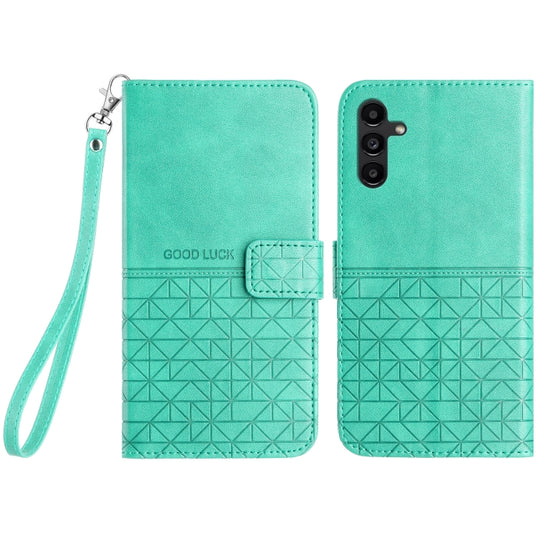 For Samsung Galaxy A24 4G / A25 Rhombic Texture Leather Phone Case with Lanyard(Green)
