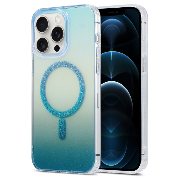 For iPhone 12 Pro Magic Diamond Blu-ray MagSafe Phone Case(White Blue Gradient) by buy2fix